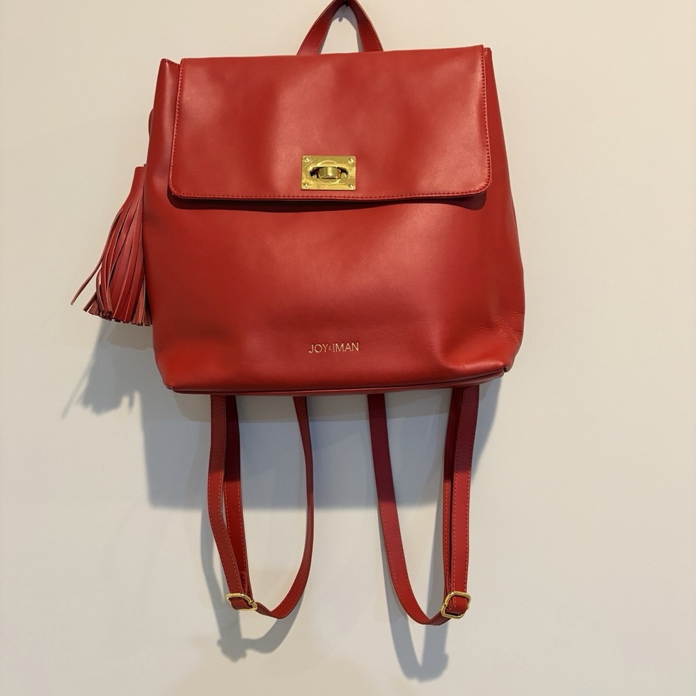 JOY & IMAN Tassel  Leather Backpack Periwinkle Adjustable Straps